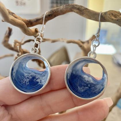 Resin Art Earrings,sea Turtle Jewelry,ocean Lover..