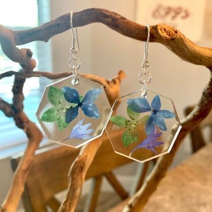 Pressed Dried Flower Earrings, Resin Jewelry For..