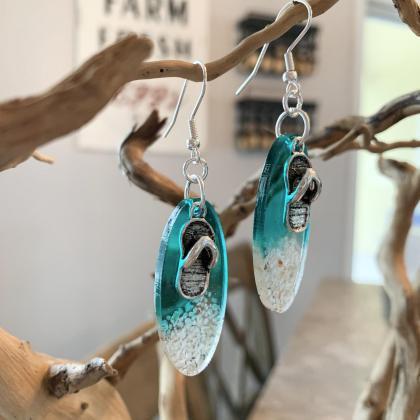 Resin art,beach earrings,sandals,gr..