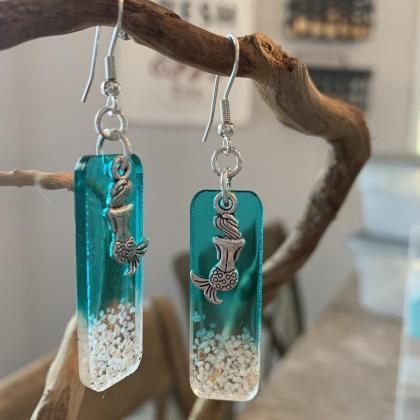 Resin Art,mermaid Earrings,beach Jewelry,grad..