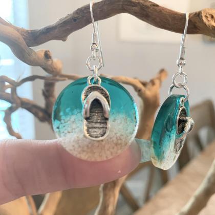 Resin art earrings,beach earrings,f..