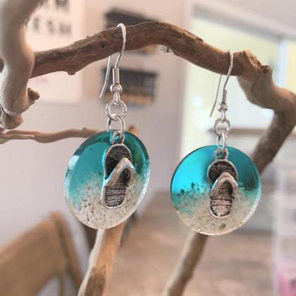 Resin art earrings,beach earrings,f..