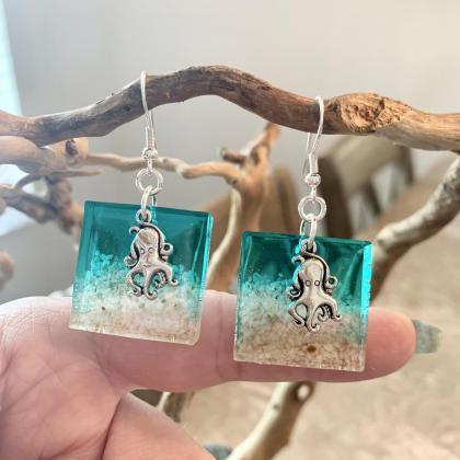 Octopus Earrings,beach Jewelry,resin..