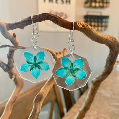 Real Flower Earrings, Turquoise Marsh Grass Of..