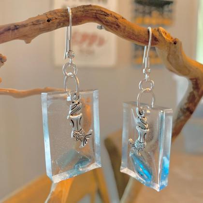 Sea Glass, Resin,mermaid Earrings,beach..