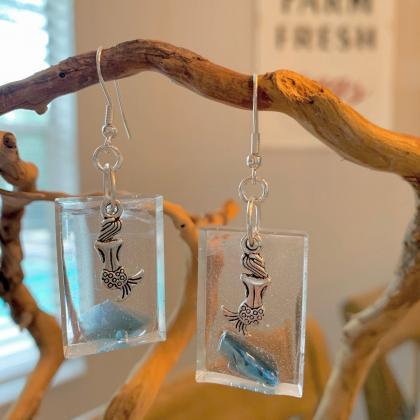 Sea Glass, Resin,mermaid Earrings,beach..