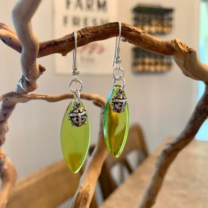 Ladybug earrings,resin art jewelry,..