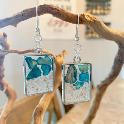 Crushed Shell Resin Earrings,shells And Sand,beach..
