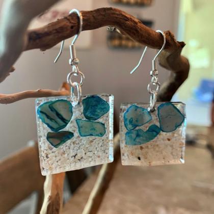 Beach Jewelry,crushed Shell In Sand,wave, Jewelry..
