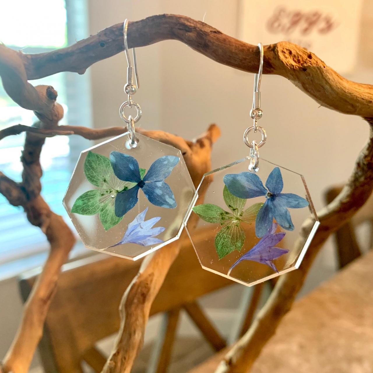 Pressed Dried Flower Earrings, Resin Jewelry For Women,botanical,preserved Flowers,graduation Gift,birthday,summer Jewelry,colorful Jewelry,