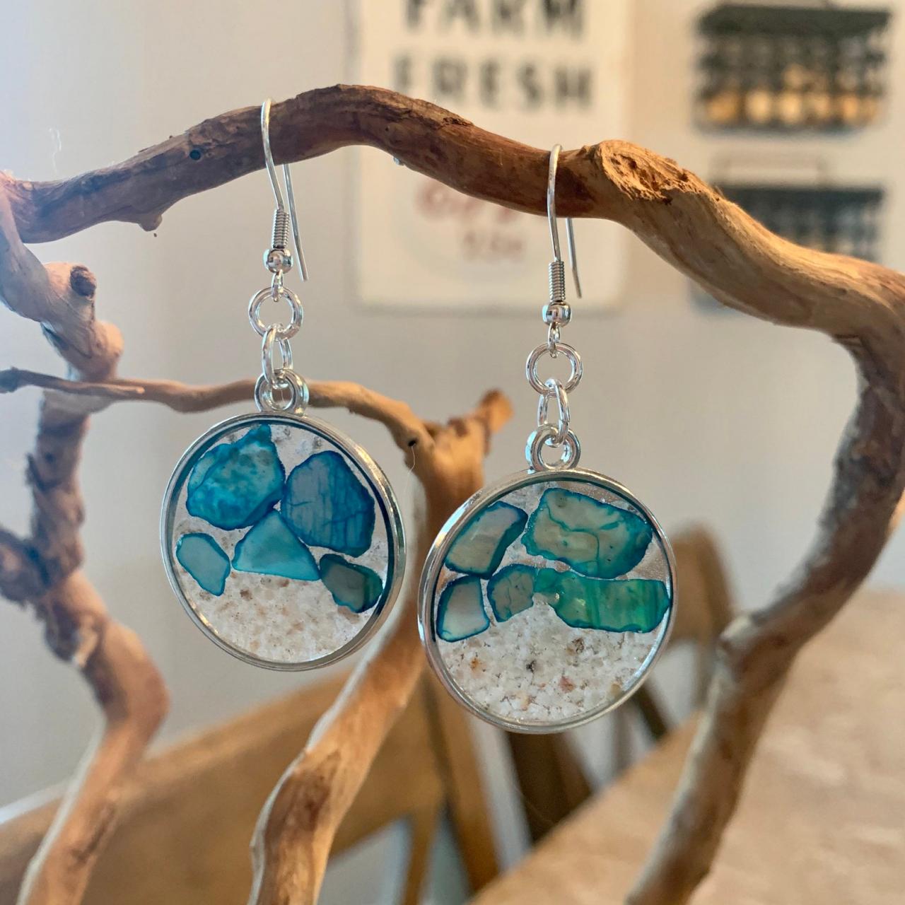Crushed Shell Resin Earrings,shells And Sand,beach Jewelry, Jewelry For Women,summer Earrings,wave Earrings,nature,natural Jewelry,boho,gift