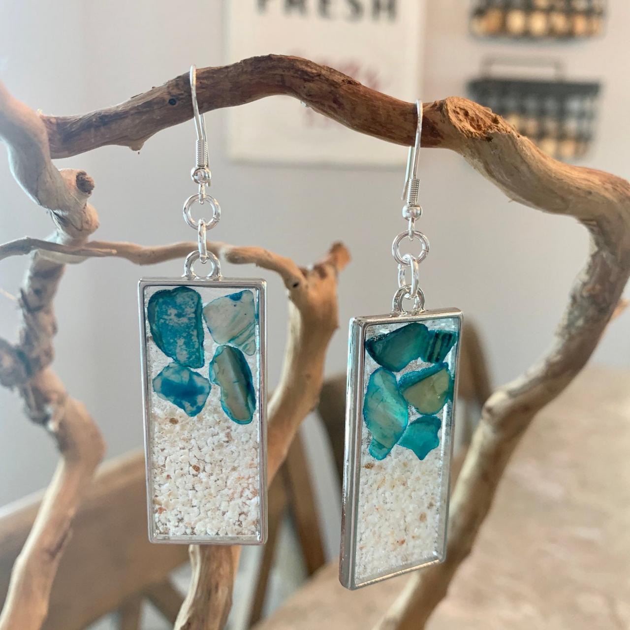 Crushed shell resin earrings,shells and sand,beach jewelry, jewelry for women,summer earrings,wave earrings,nature,natural jewelry,boho,gift