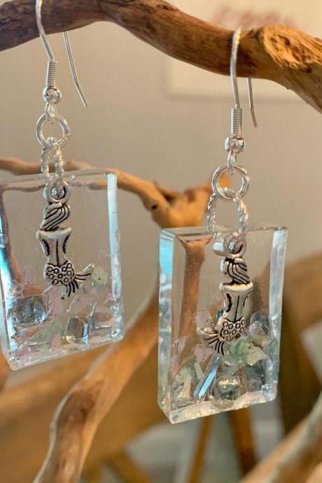 Mermaid resin earrings,resin art,ocean earrings,glass earrings,beach jewelry,wave earrings,mermaid tail earrings,mystical creature jewelry