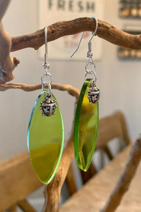 Ladybug earrings,resin art jewelry,nature,insect jewelry,gift,ladybug charm earrings,birthday, jewelry for women,sweet dainty earrings 1.5”