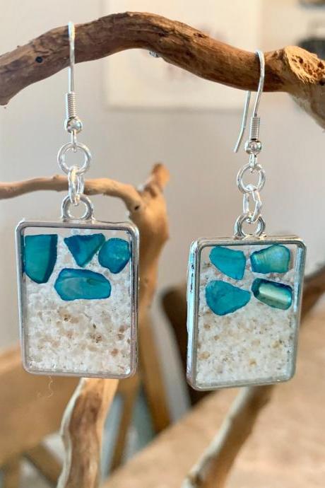Crushed shell resin earrings,shells and sand,beach jewelry, jewelry for women,summer earrings,wave earrings,nature,natural jewelry,boho, 2